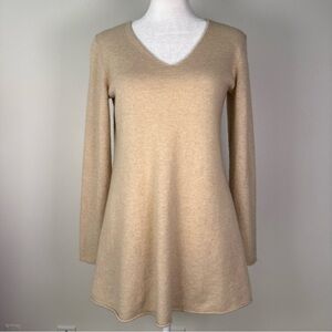 Eileen Fisher 100% Cashmere V neck A-line Pullover Sweater Size XS Quiet Luxury